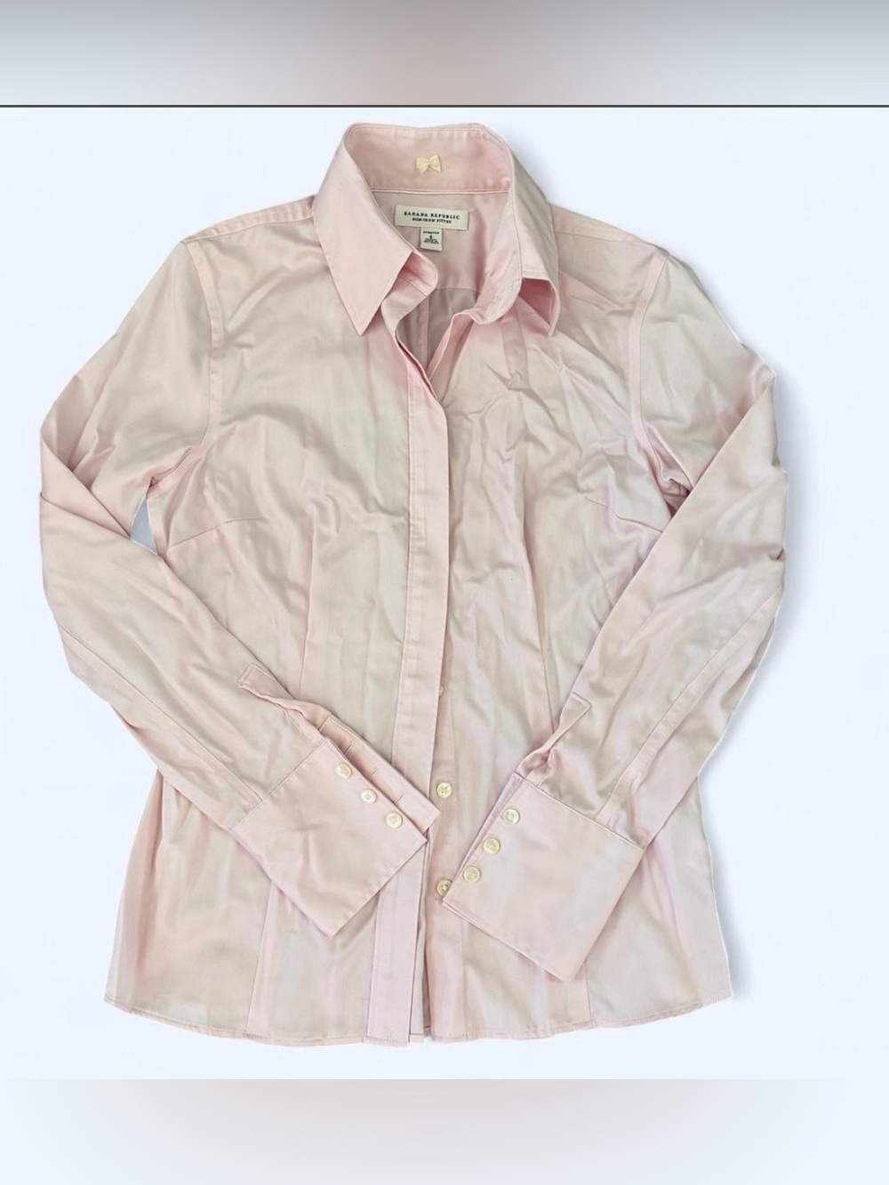 Banana republic fitted non iron stretch blouse Button down Coquette schoolgirl